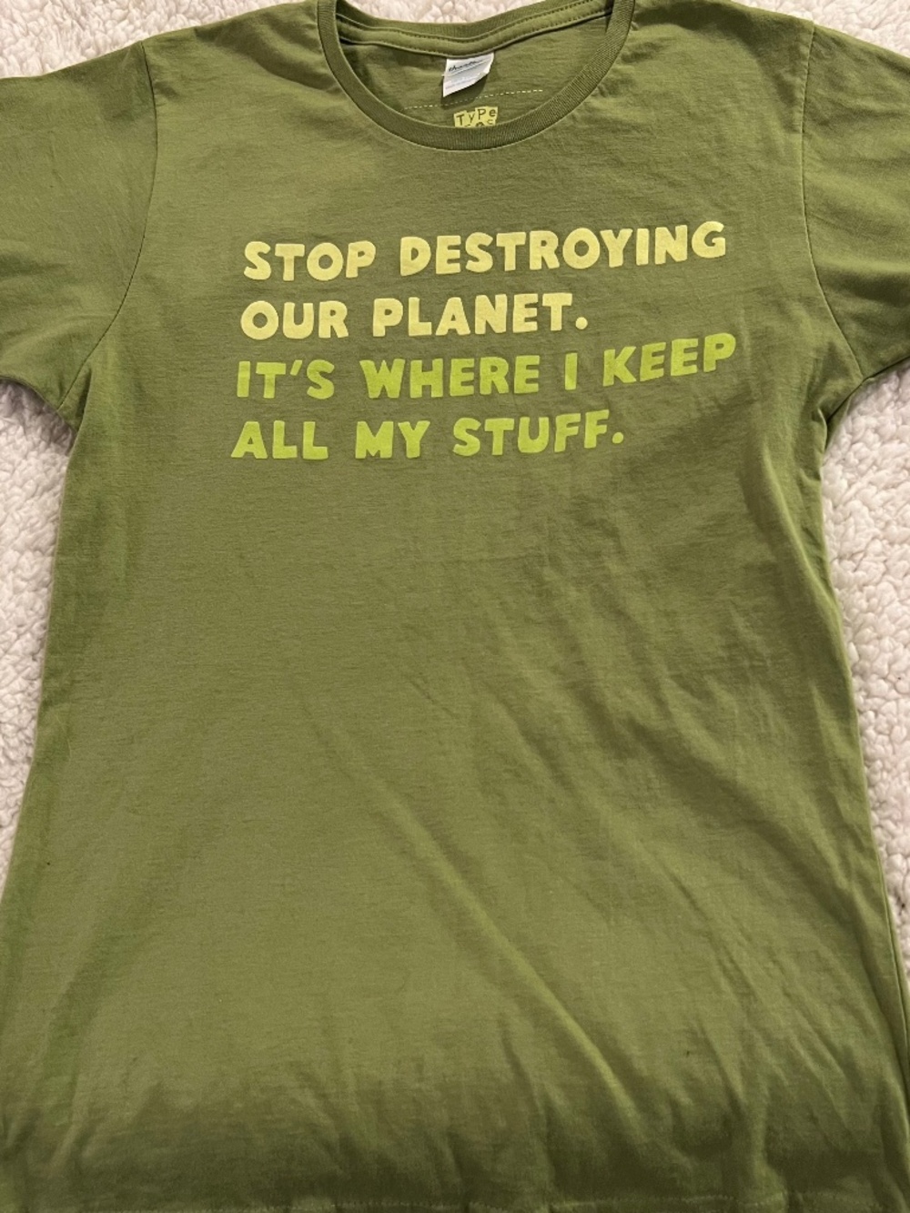 Environmental message tee shirt - "girly" small